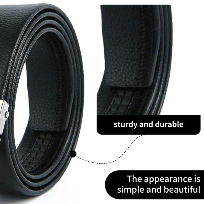 Men’s Black Leather Belt – Silver Auto Buckle with Crystal Wheel Pattern